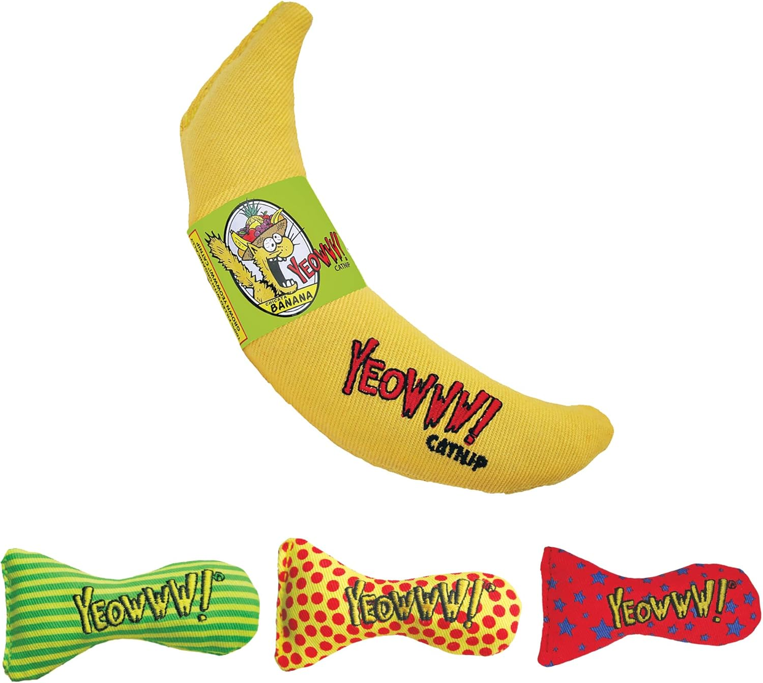 YEOWWW Catnip Cat Toys Banana and Sardine Stinkies Fish Strong Catnip Cat Toys Premium Quality Cat Toy Bundle for Indoor and Outdoor Cats (1 X Banana 3 X Stinkies) image number 1