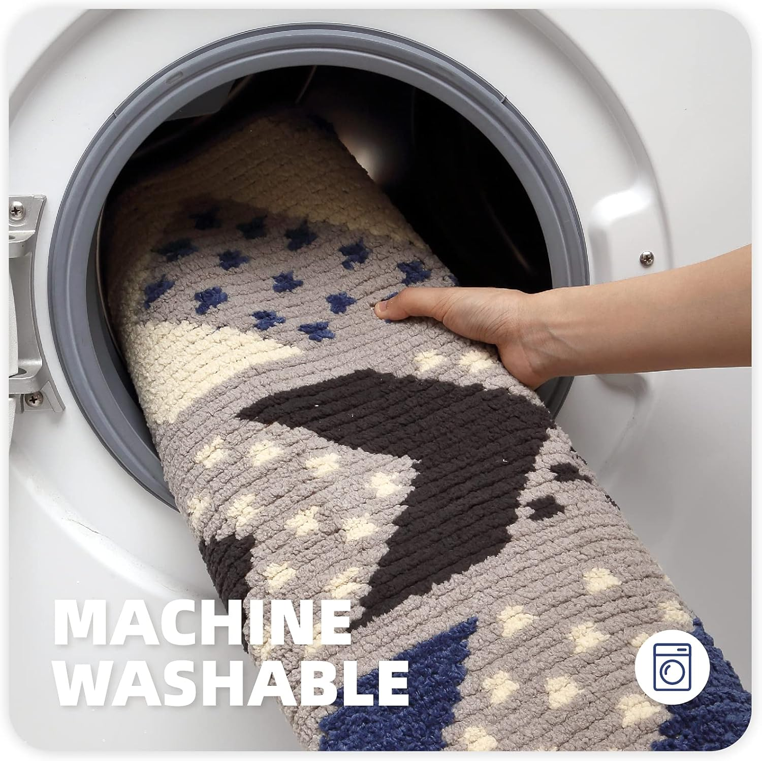 Color&Geometry Door Mats Indoor, 20"X32" Front Door Mat Door Rugs for Entryway Indoor, Non Slip Washable Entry Rugs for inside House, Absorbent M Mat Floor Mat Entryway Rug, Black Blue image number 5