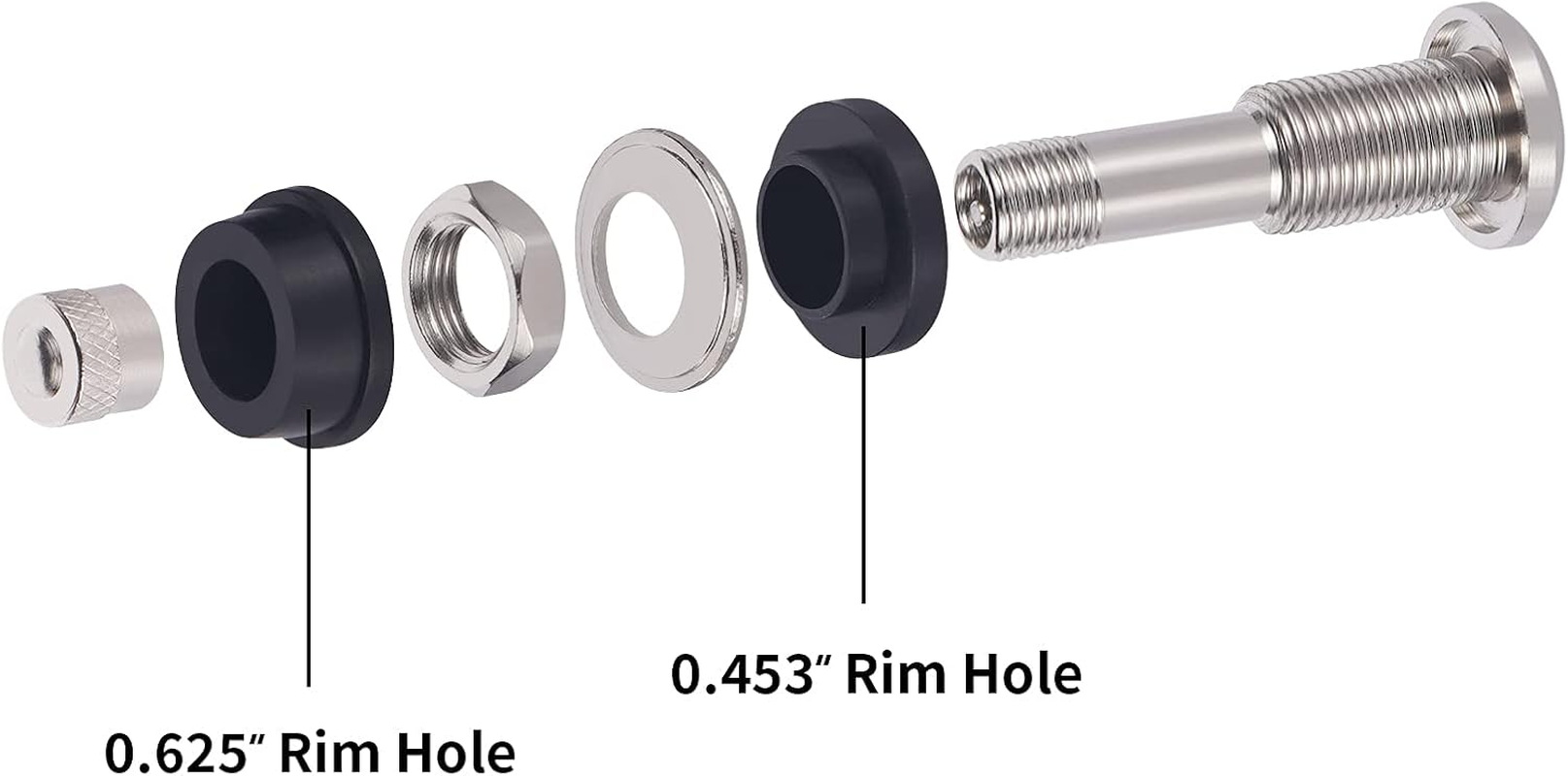 Vaincre 4 PCS TR416 Metal Valve Stems, High Pressure Tire Valve Stems Outer Mount Fits 0.453" and 0.625" Rim Hole, 1 1/2" Long (Silver) image number 4