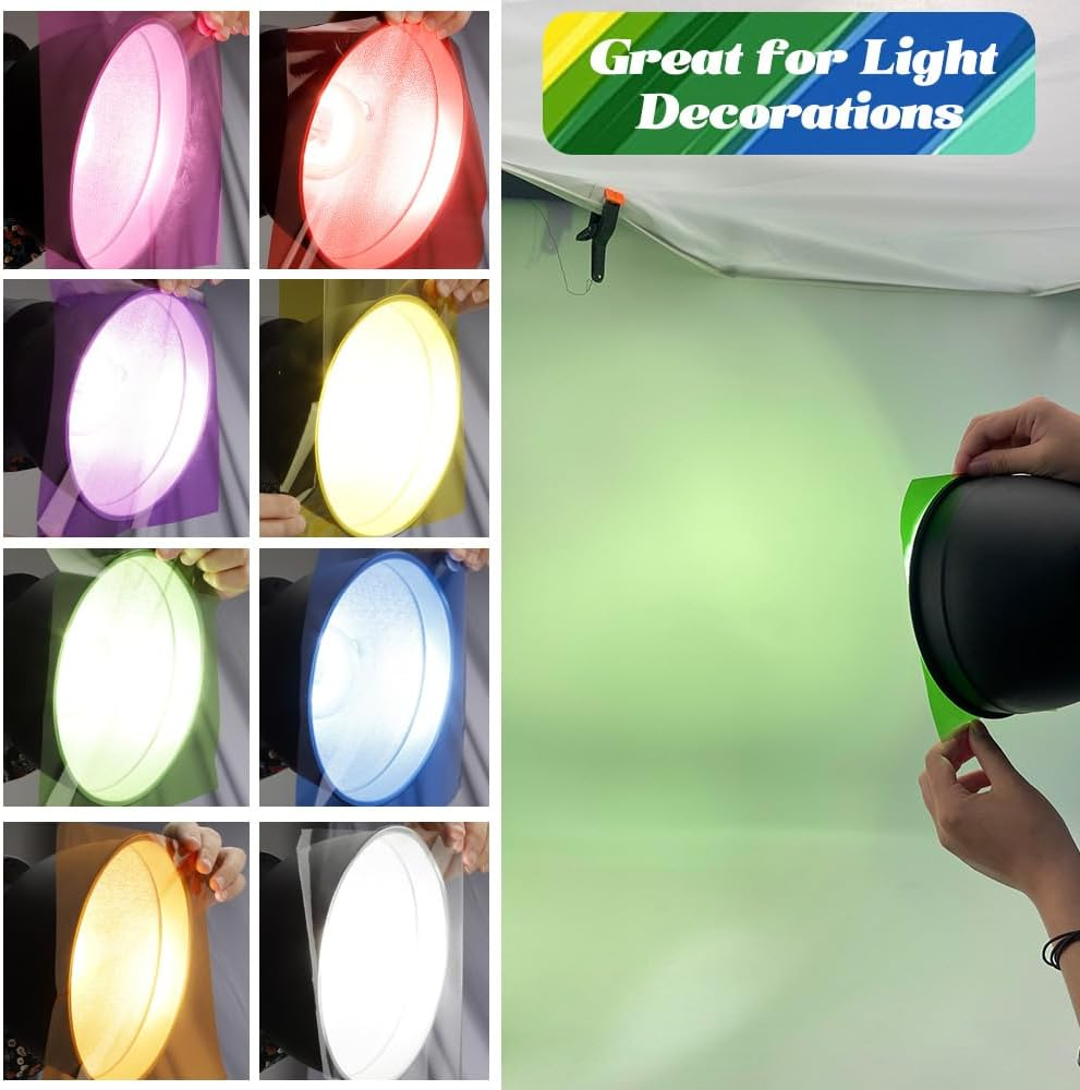 Cellophane Wrap, 120Pcs Cellophane Sheets, 8 Multi-Colors Colored Cellophane, 7.5X7.5 Inch Transparent Colored Plastic Wrap (Rainbow-120Pcs) image number 1