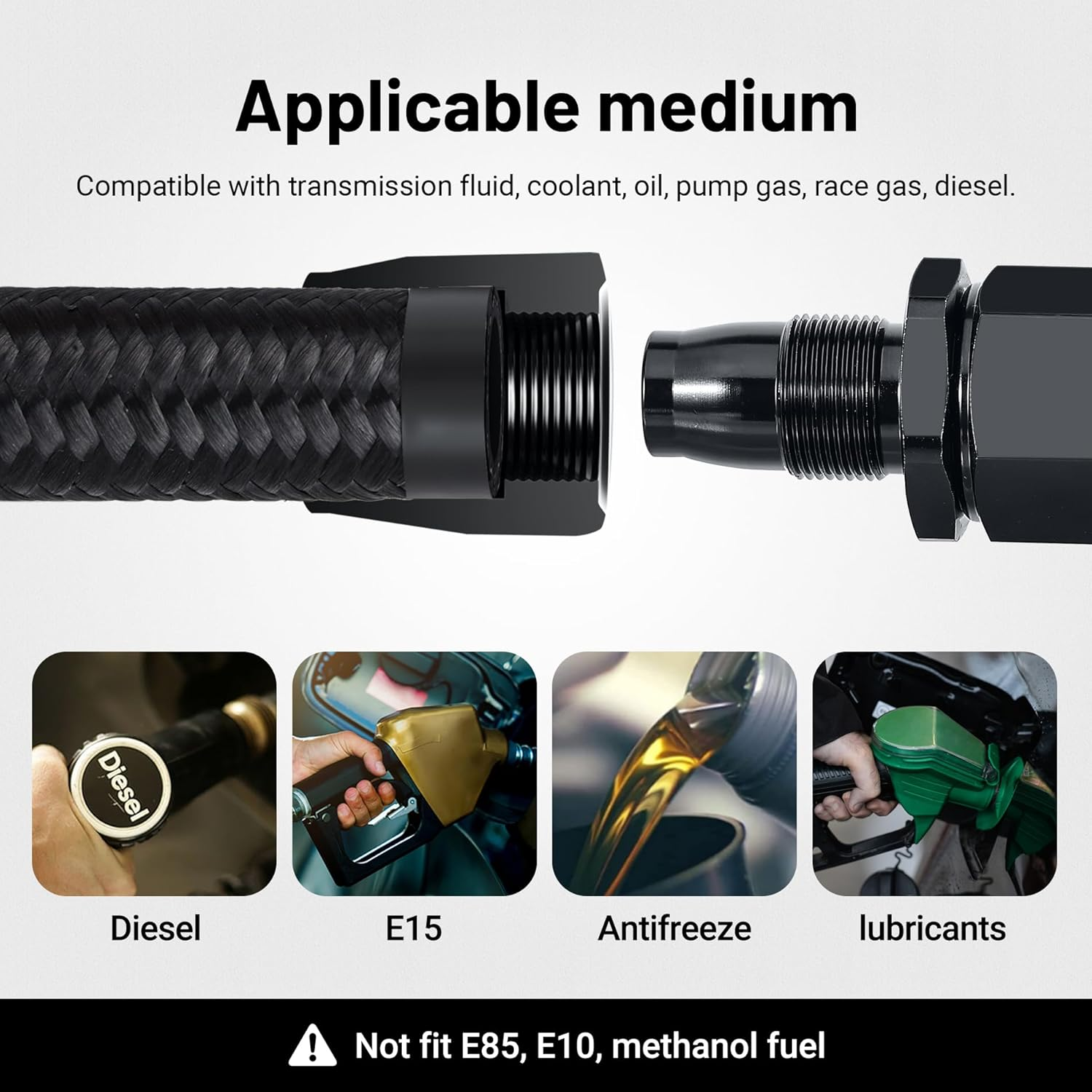 EVIL ENERGY 20Ft 10AN 5/8" Fuel Line Fitting Kit Nylon Braided CPE Oil Hose Universal Black image number 5