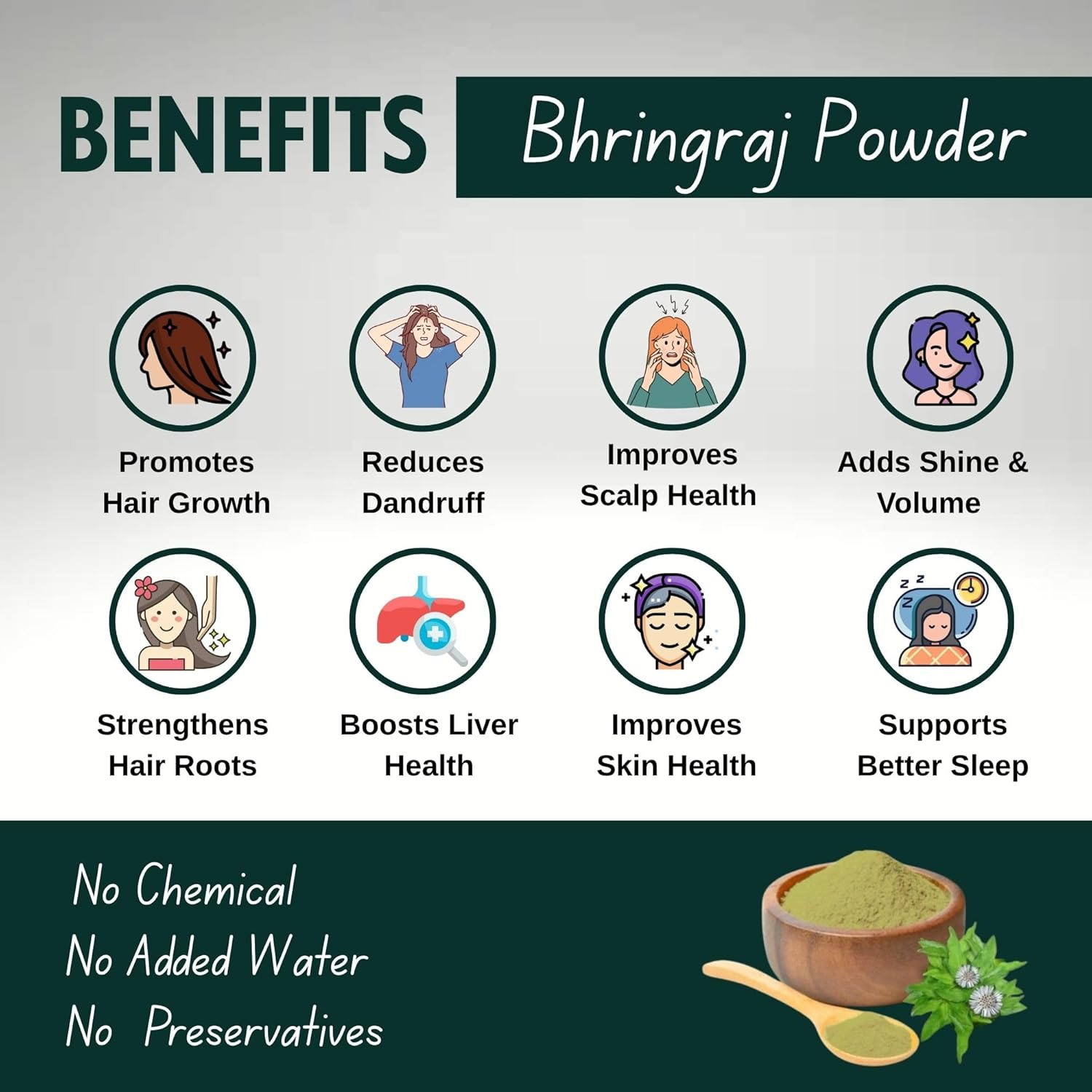 Brijbooti Bhringraj Powder for Hair Growth -(200 Gr) Good for Hair Mask & Pack - Natural Formula for Hair Mask & Growth image number 2