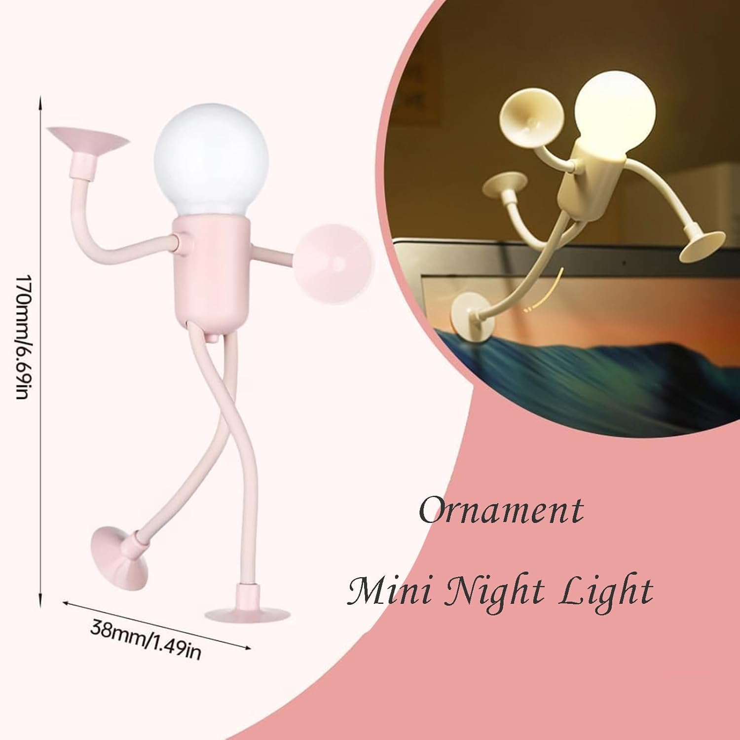 Changeable Shape Funny Sportsman Night Light, 2024 Newest DIY Shape Night Lights, Suction Cup Bendable Desk Lamp, Cute Light Bulb Man, Mini Night Light, for Home Tabletop Shelves Decor (4Pcs-Set) - Blue image number 5