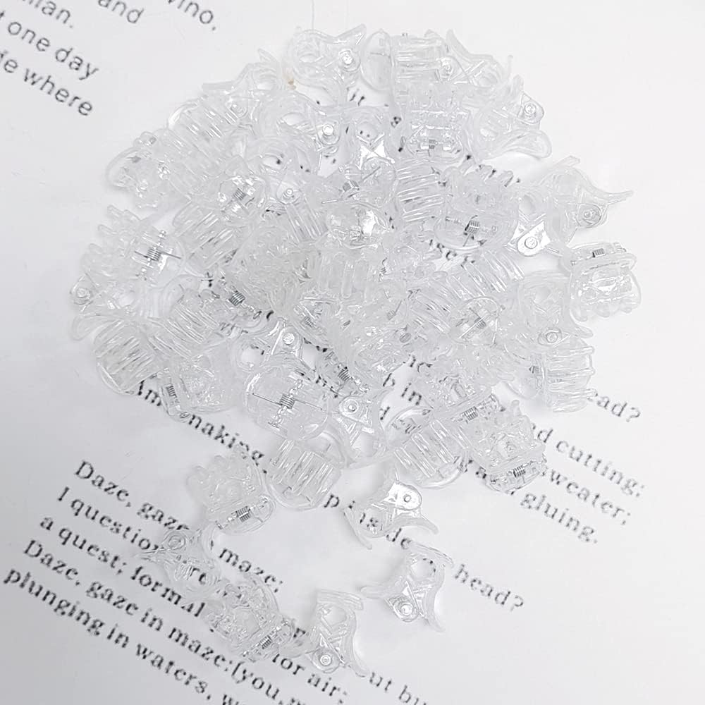 50 PCS Mini Hair Claw Clips， Bangs Strong Grip Multifunction Clamp Clips. (Transparent White) - Bright Colors image number 7