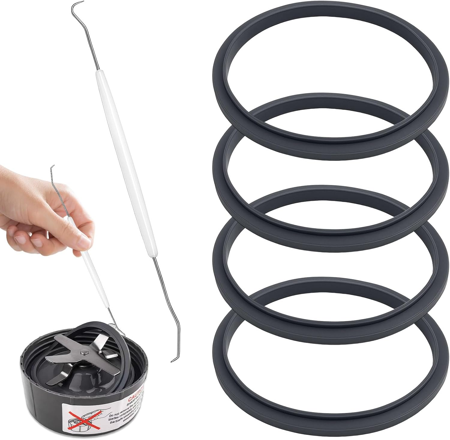 Gaskets for Nutribullet Blender, 4Pcs Replacement Part for Nutribullet, Gaskets Replacement Parts, Blender Seal Gasket Silicone 600W/900W Accessories, Juicer Seal Ring for Nutri Bullet Grey image number 5