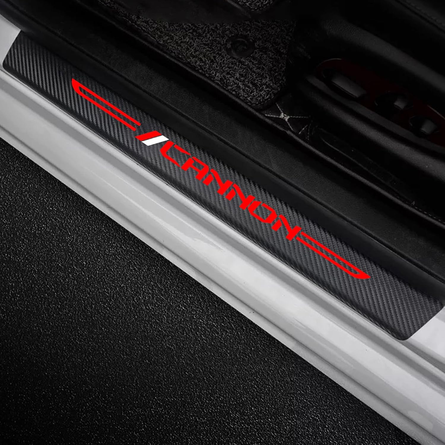 Car Accessories Carbon Fiber Door Sill Scuff Plate Sticker Auto Door Entry Guard Scratch Shield for GWM Cannon Auto Accessories (White)