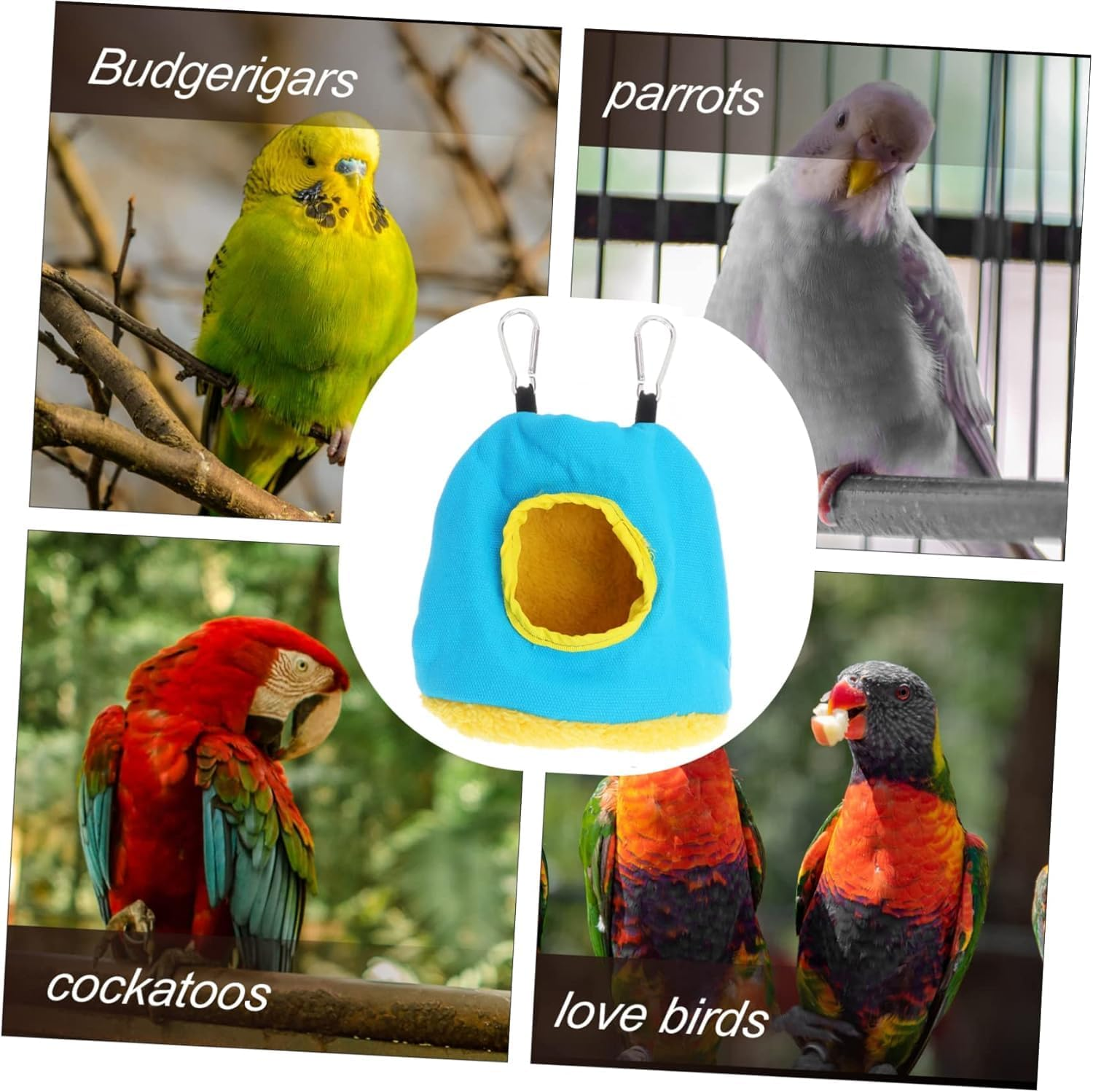 CUEMOON Hanging Nest Bird House Hanging Bird Cage Bird Bed for Macaws Budgies Cockatiels Cockatoo Canary Random Color image number 4