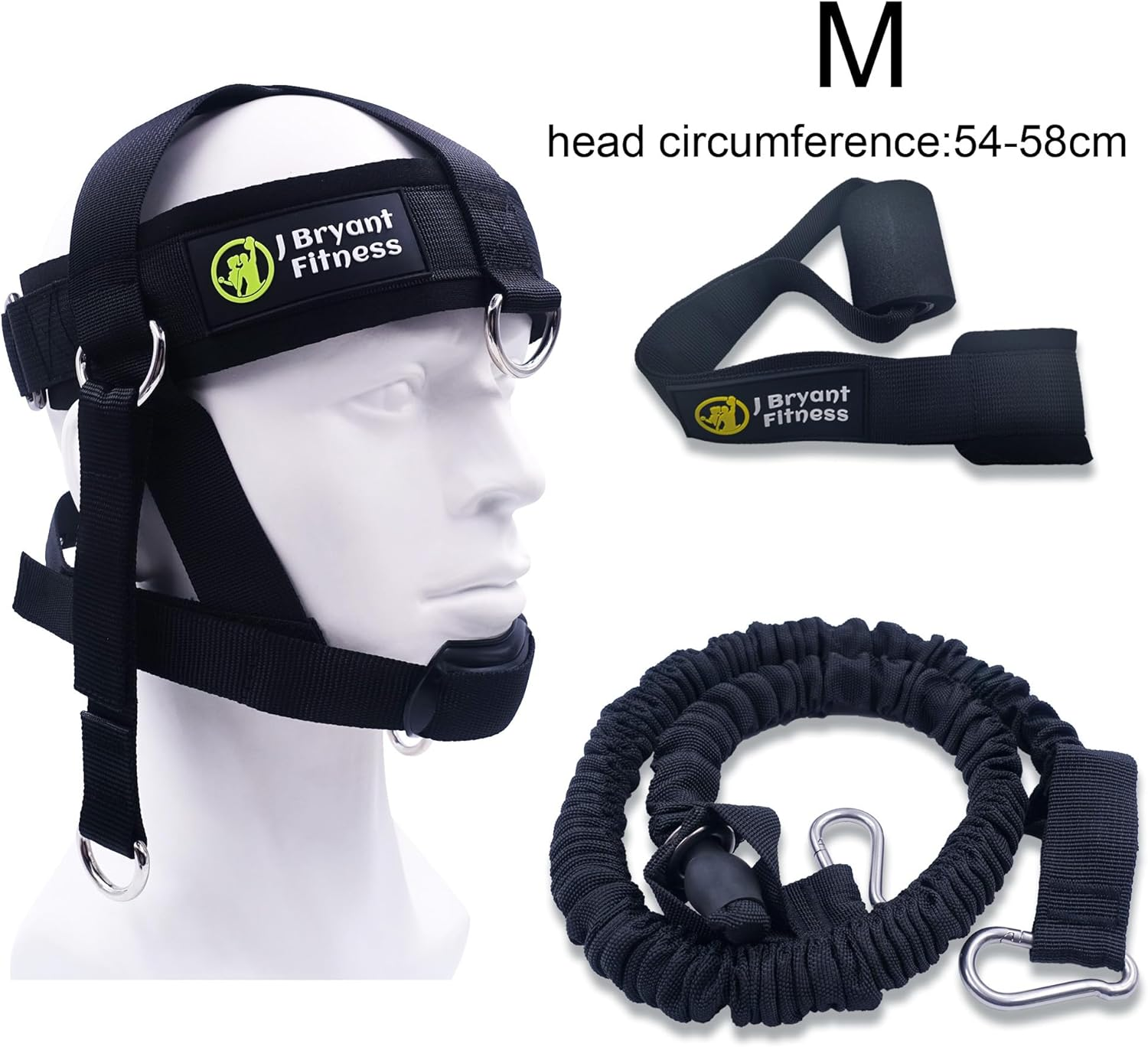 J Bryant Adjustable Neck Harness Head Strap for Weight Lifting with Resistance Tube Bands and Door Anchor Set for Neck Strength Training Exercise Equipment