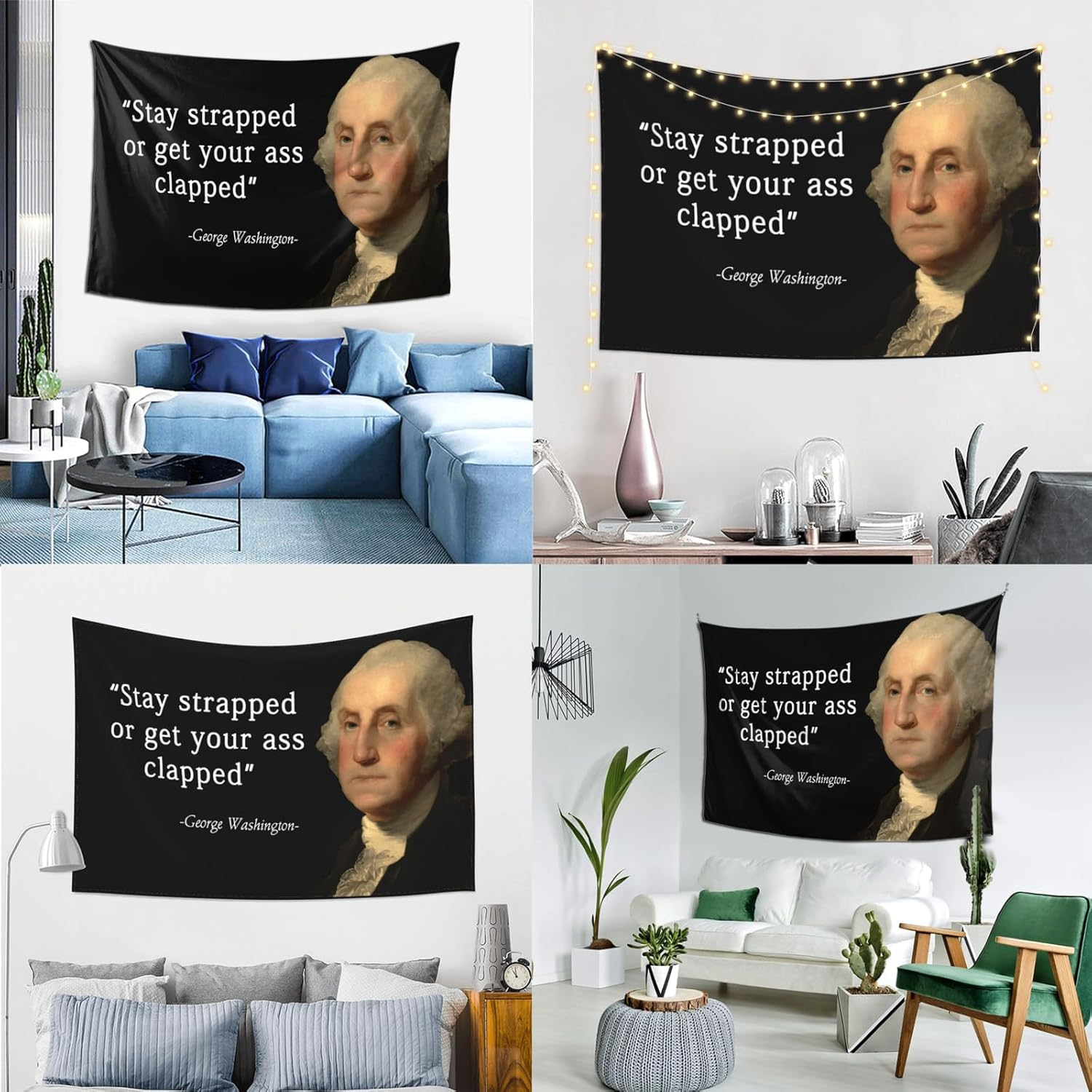 NEWLIA Stay Strapped or Get Your Ass Clapped Flag 3&times;5 Ft Funny Flags Tapestries Polyester Banner with Four Grommets for College Dorm Room Wall Decor 36 * 60In Gifts, Black image number 3