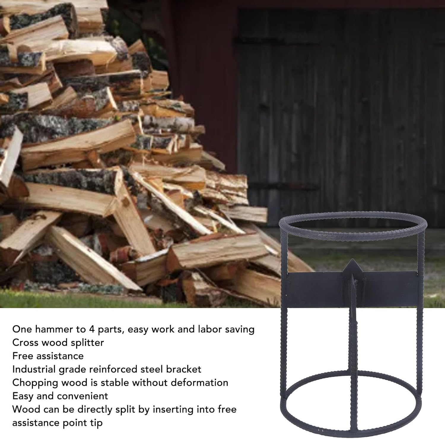 Manual Wood Splitter, Carbon Steel Log Splitter, Portable Kindling Splitter, Saving Time and Effort, High Safety at Workplace, Stable And image number 5