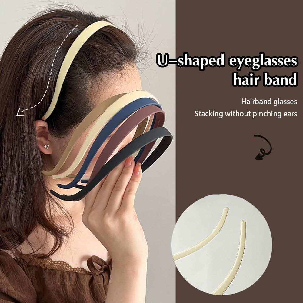 TTPSRY Set of 6 Narrow Hair Bands Thin Plastic Headband Hair Band Multicoloured Headband Hair Accessories Women image number 6