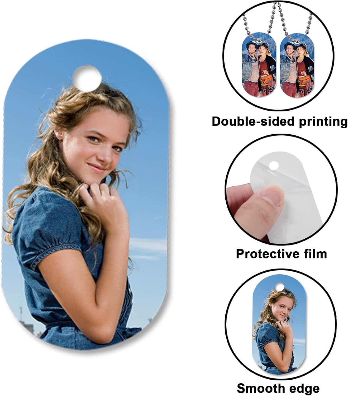 Sublimation Blank Dog Tag Aluminum White Sublimation Stamping Tag Pendants Double Sided Blank Stamping Metal Tags