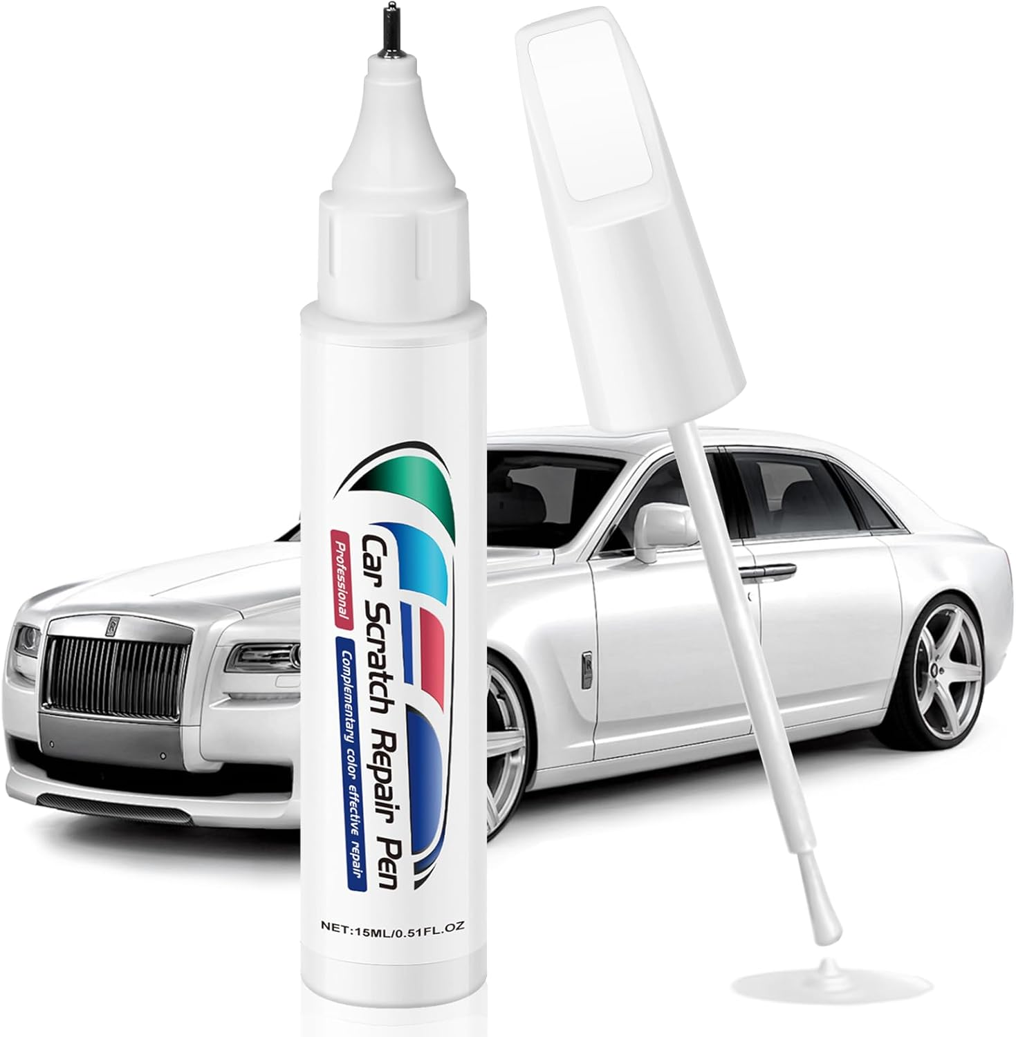 2-In-1 Touch up Paint for Cars,Car Paint Touch up Pen for Deep Scratches,Car Scratch Repair Pen Auto Scratch Remover for Quick and Easy Fix,Quick Drying-Long Lasting Adhension (White)