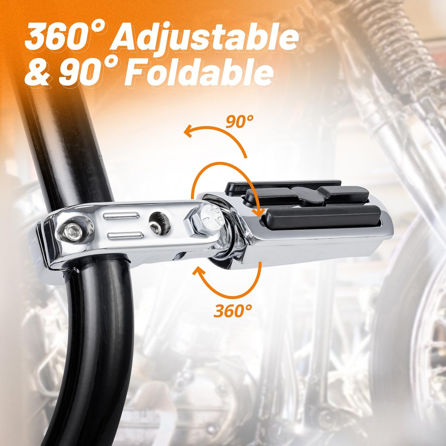 1-1/4" Motorcycle Foot Pegs for 1.25" Engine Guard Highway Pegs for Crash Bars Foot Pedal Bracket Clamp Compatible with Harley Touring Electra Road Glide Road King Street Glide Sportster 883 - 1" To 1/4" U-Clamp + Foot Pegs Chrome image number 6