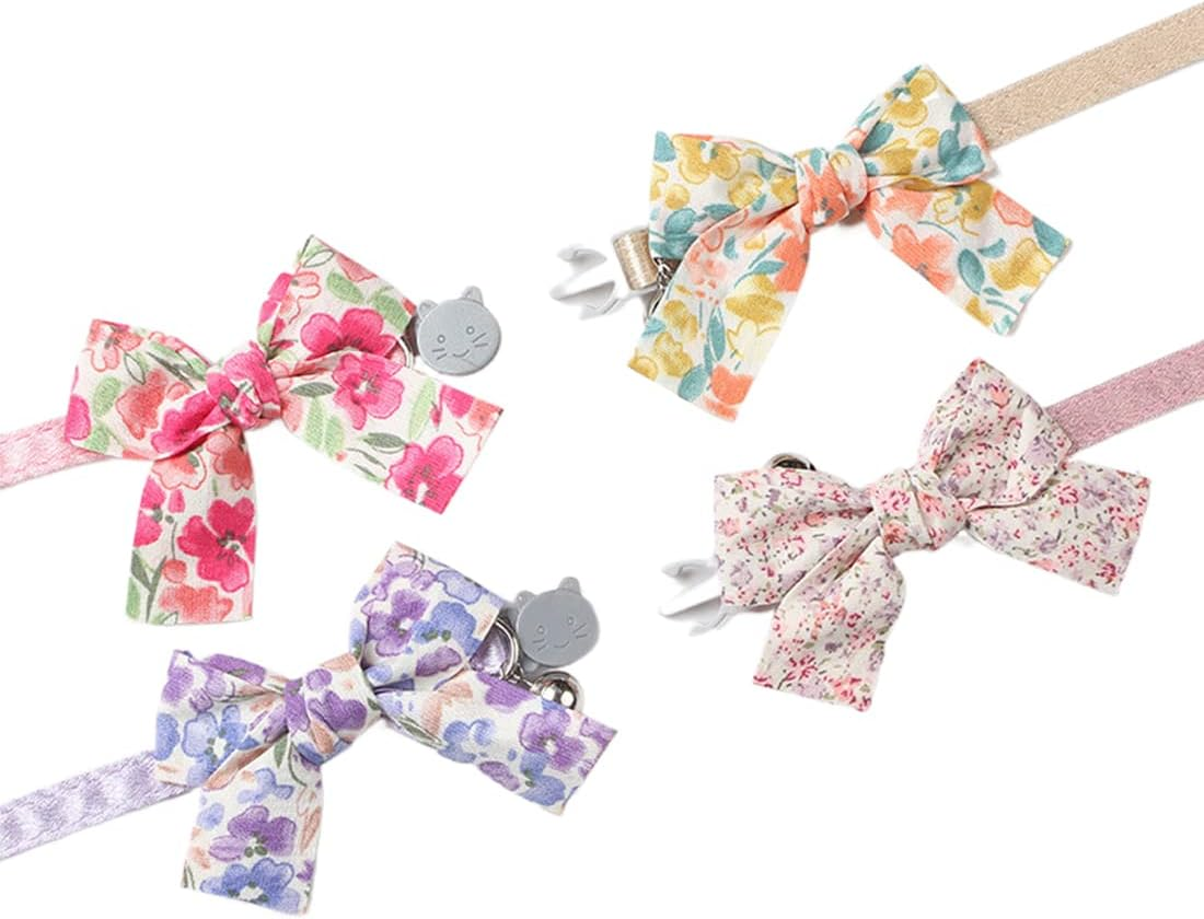 Yiwong Flower Cat Collar, Dog Collar with Bell, Bow Tie Cat Collar, Collar with Bow Tie and Safety Buckle with Choking Protection image number 3