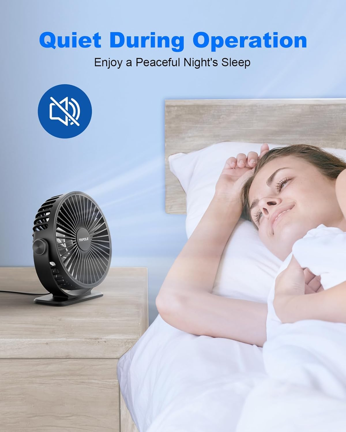 Tripole Desk Fan USB Powered Portable Mini Fans with 3 Speeds Quiet Plug in Small Fans 360&deg;Rotation Head for Desktop Office Home Travel No Battery (Black) - Pink image number 3