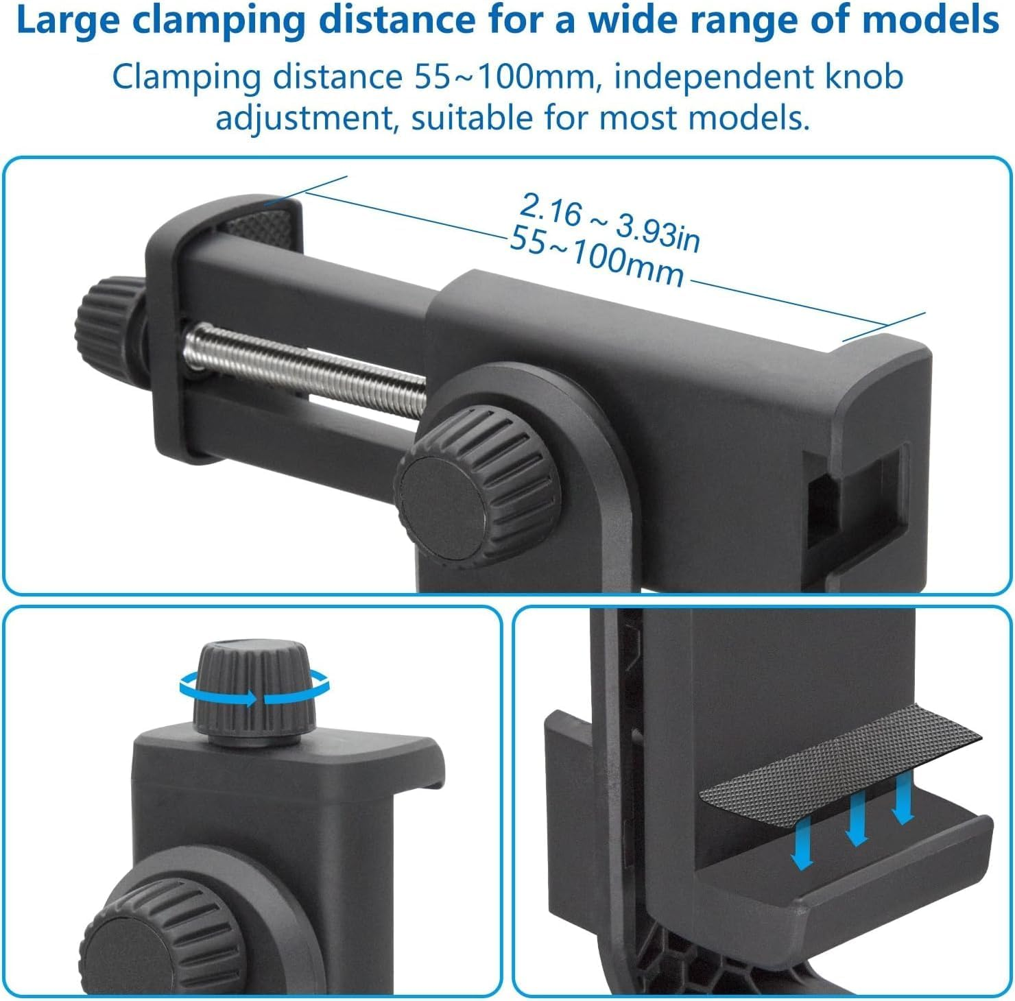 Suptig Phone Holder for Tripod, Action Camera Tripod Mount Adapter Compatible for Iphone, Gopro, DJI Action, Insta 360, Akaso, Mic, LED Light Photography Accessories image number 4