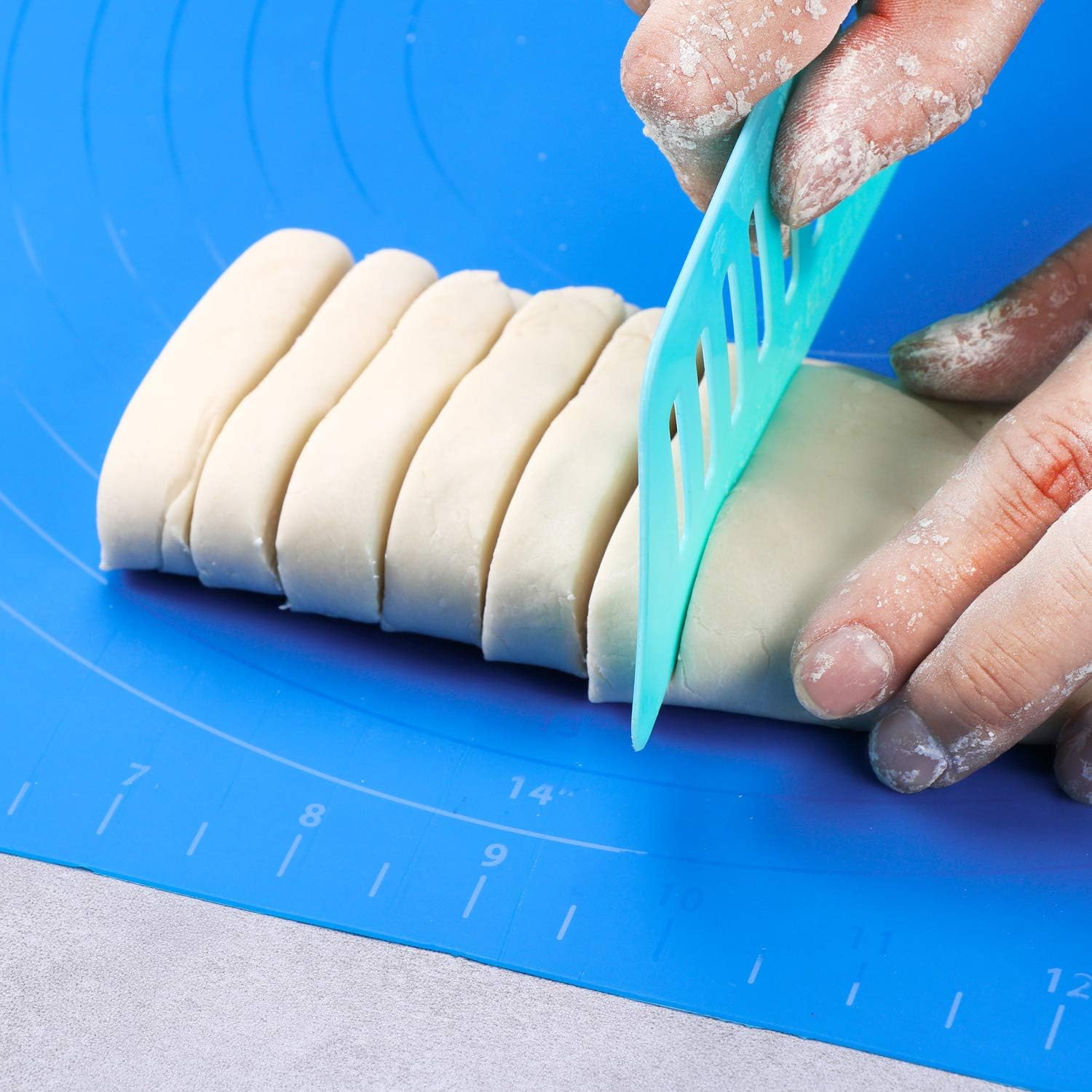 Silicone Baking Mat, Nonstick Extra Pastry Mat, Reusable Heat Resistant Able Mat Countertop Protector Dough Rolling Mat 20"X16" - Blue image number 1