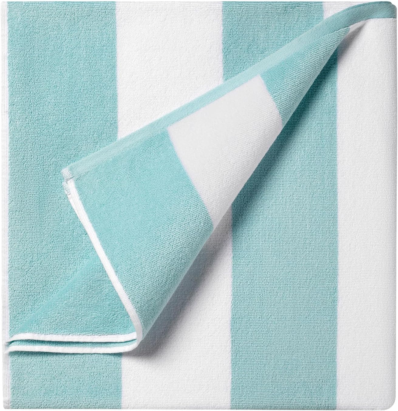 Ouxiaobai Cotton Oversized Beach Towel - Extra Large 180 X 100 CM Soft Absorbent Pool Towel for Adults, Striped Cabana Swim Towel (Grey)