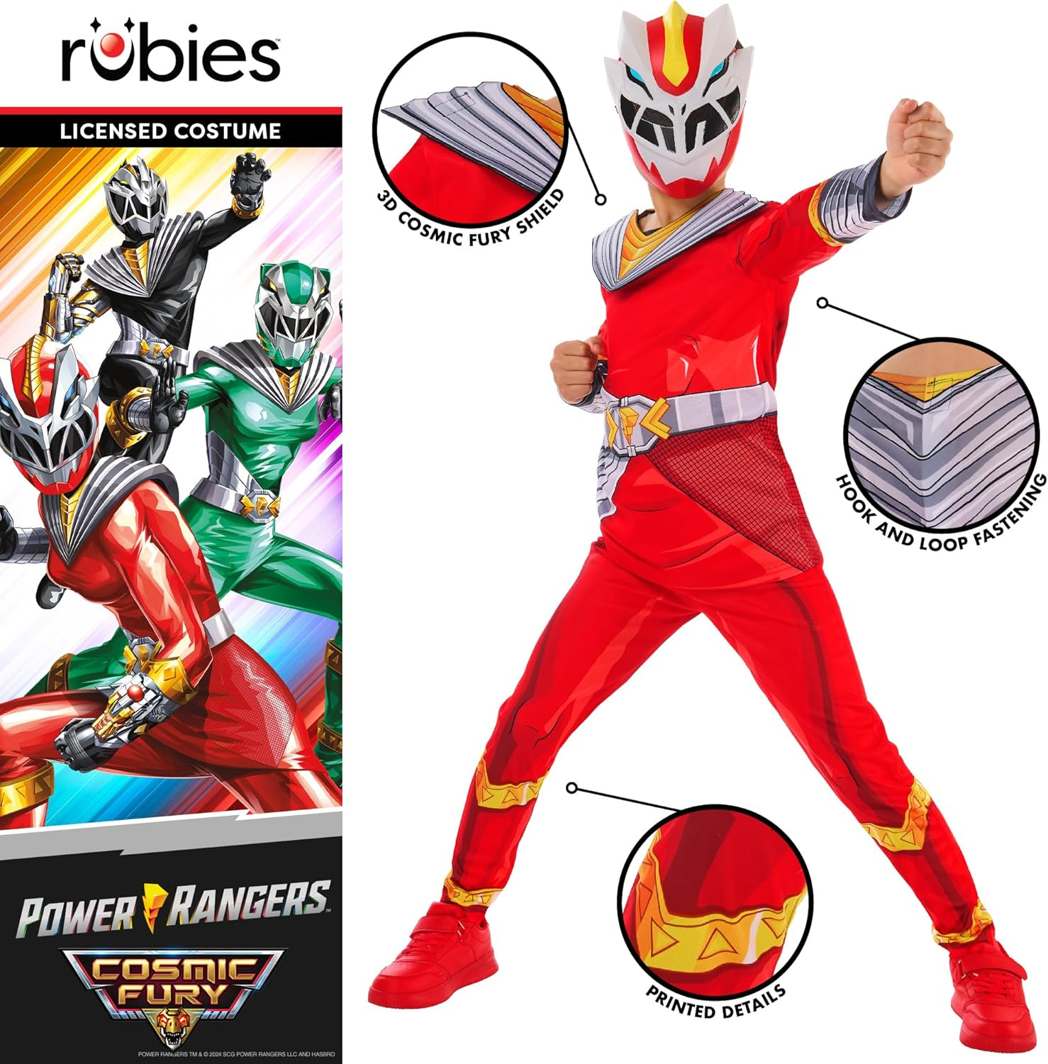 Red Ranger Cosmic Fury Costume for Kids - Power Rangers - Small (7-8 Yrs) image number 3