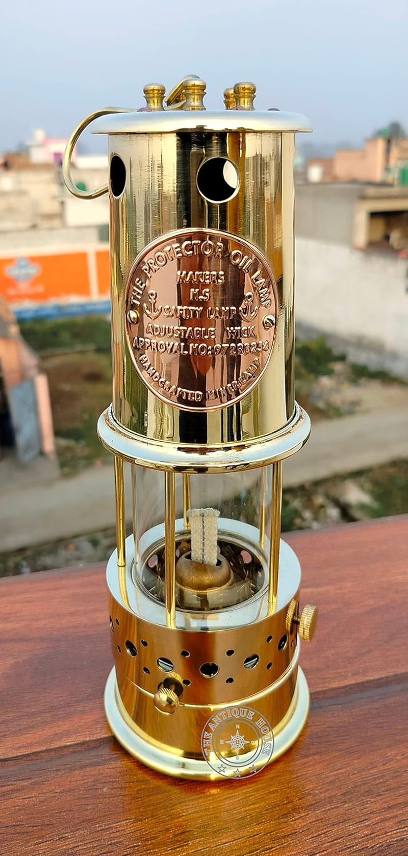 THE ANTIQUE HOUSE Large Vintage Solid Brass Working Nautical Miner Lamp Oil Ship Lantern Maritime Christmas Gift