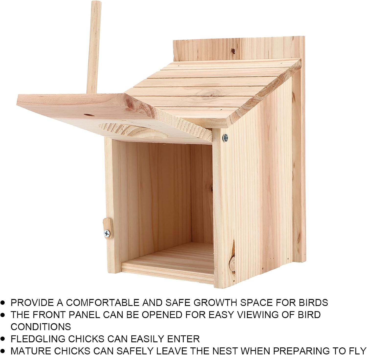 Bird Houses for Outside, Safe Wooden Bird House Hanging Birdhouse for Finch, Bluebird, DIY Wood Birdhouse, Birdhouse Breeding Box with Standing Rod for Garden, Yard image number 5