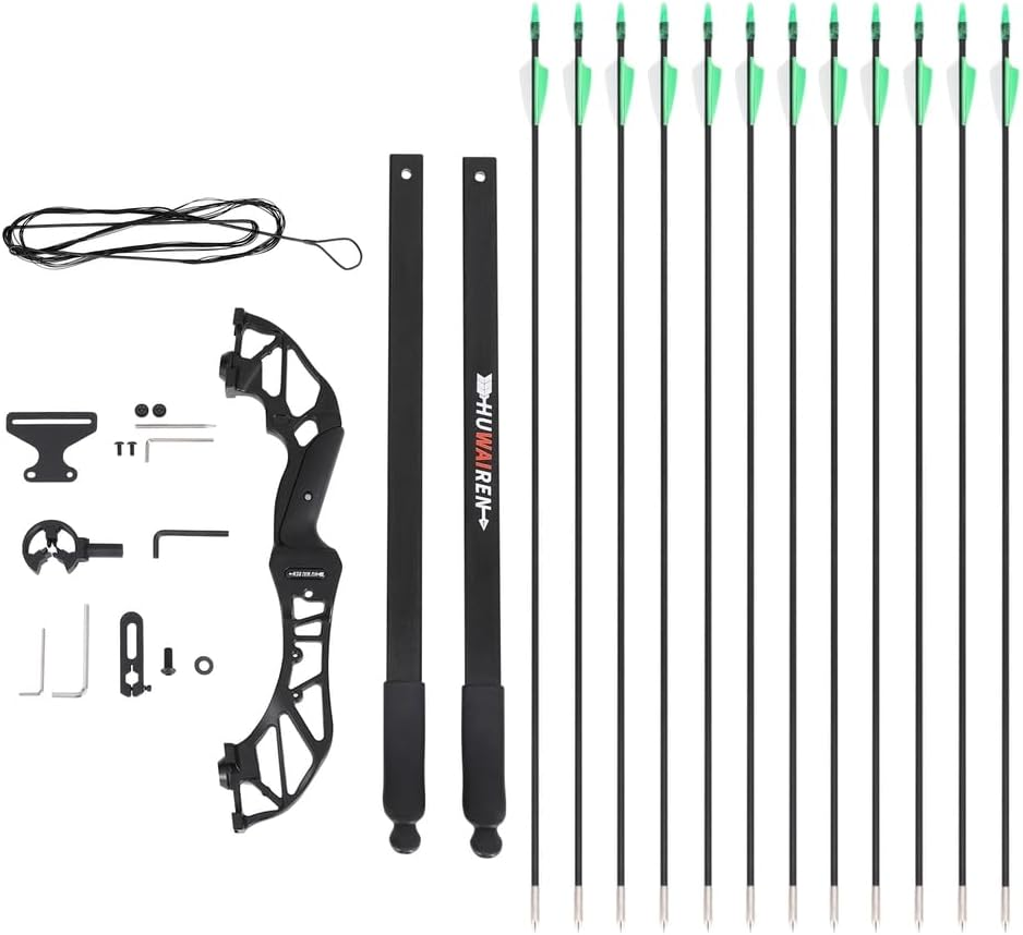 Everfit 55Lbs Bow Arrow Set Recurve Takedown Archery Hunting for Beginner Green image number 3