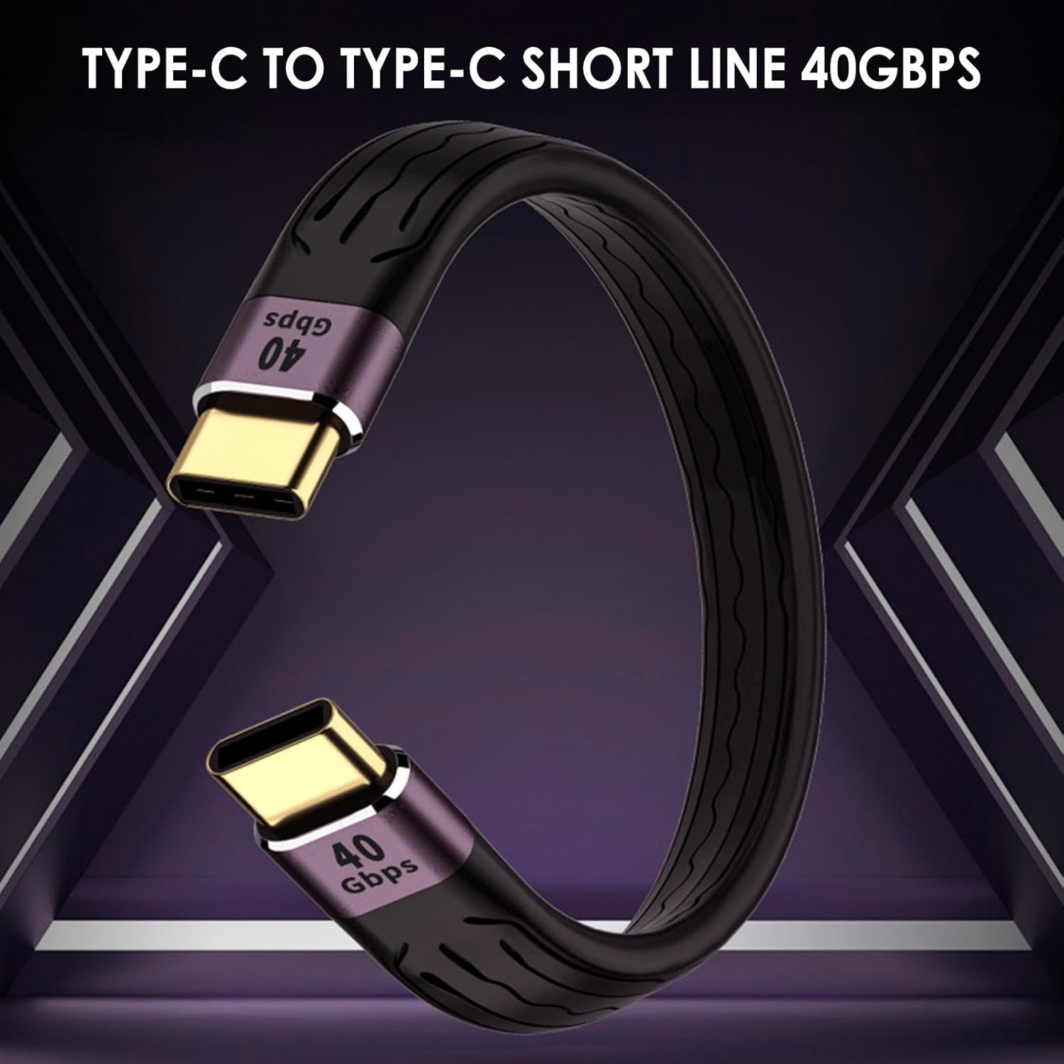 Short USB C Cable 100W - 3.1 Gen 2 USB C to USB C, 40Gbps Data Transfer | PD Fast Charging Cable, Soft Flexible FPC Material, 4K Video Output, Flat Black for Seamless Device Connections