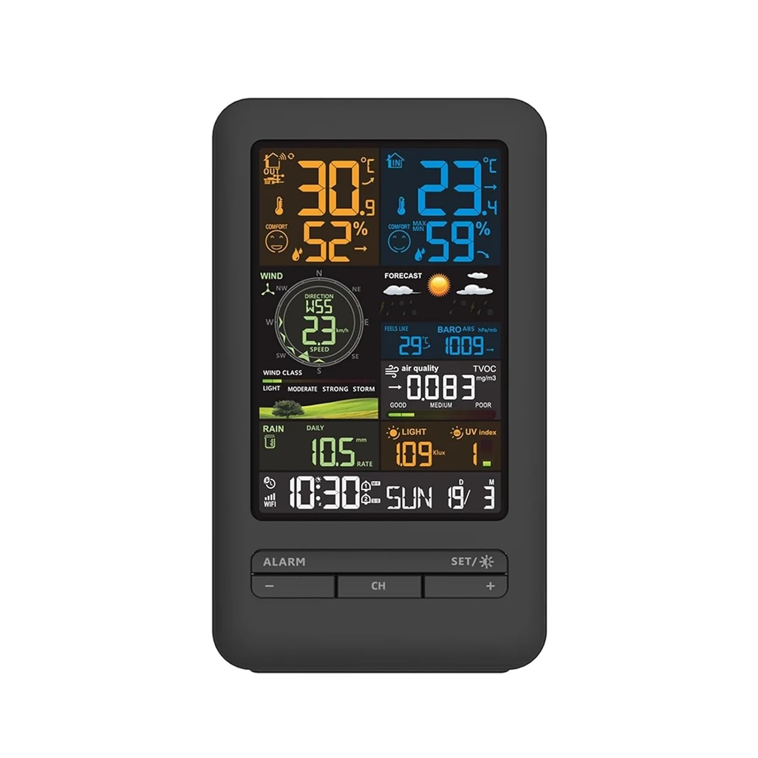 Wifi Weather Station Smart Tuya Home Digital Wind Speed Direction Rainfall Light Index Air Quality Temperature Humidity Monitor image number 1