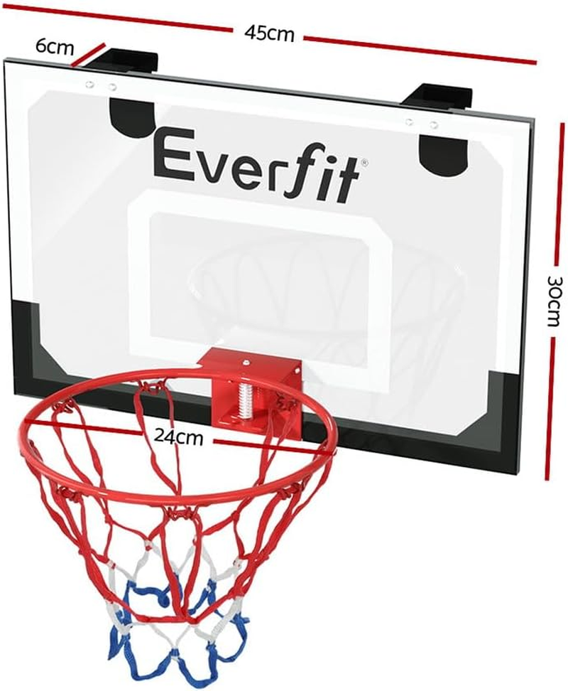 Everfit 23" Mini Basketball Hoop for Kids Adult, Indoor Door Basket Ball Hoops Net Wall Backboard, Wall-Mounted Toys Home Room for Sports Exercise Playing Game, Black image number 5
