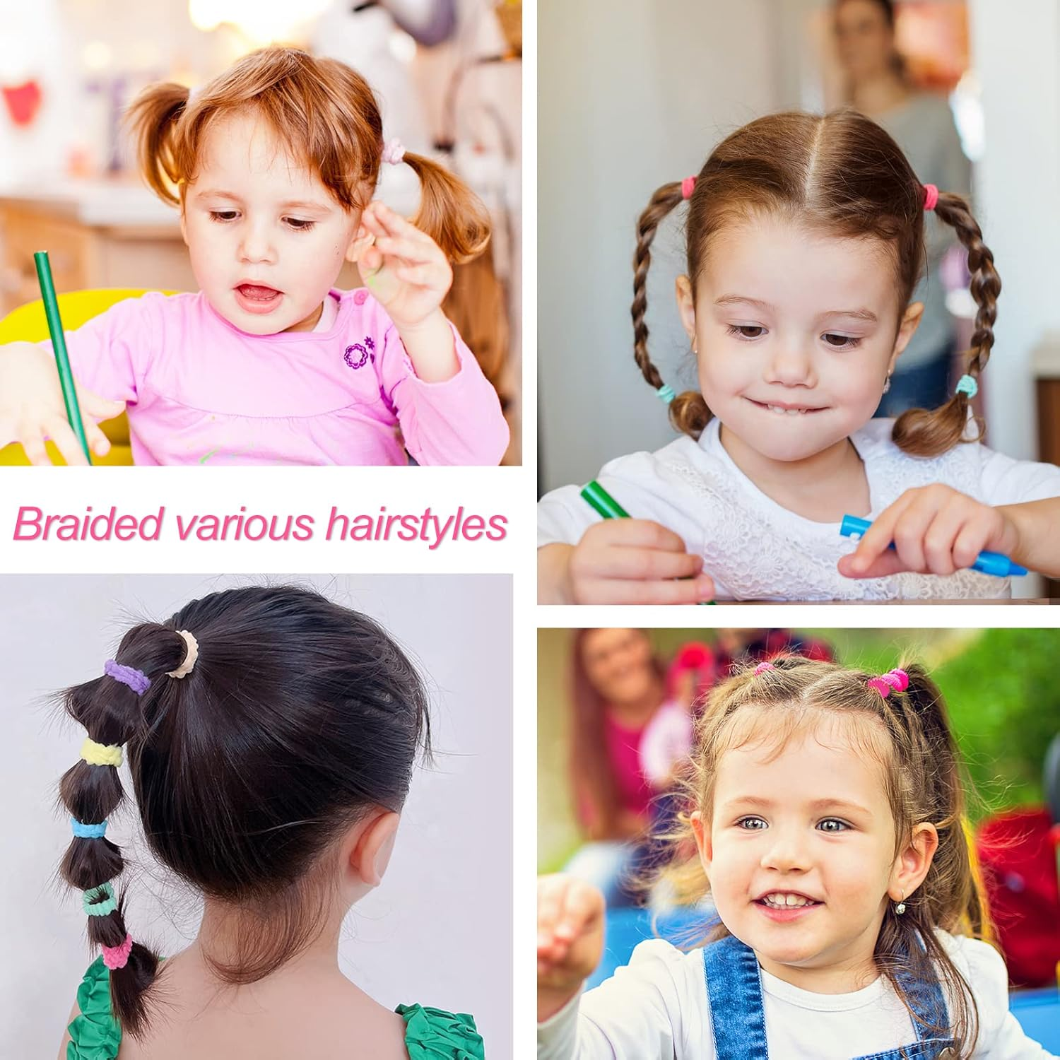Hanyousheng 100 Pcs Girls Hair Bands, Baby Hair Bobbles, Colored Soft Small Toddler Hair Ties, Tiny Ponytail Holders Seamless Girls Hairbands for Baby Girls, Small Hair Bands for Toddlers image number 6