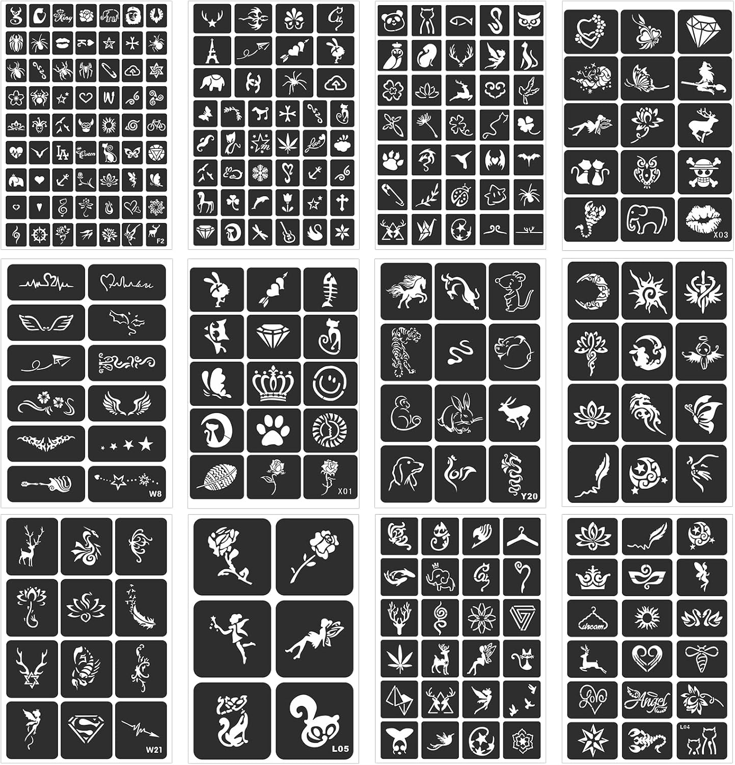FANOST 24 Sheets Tattoo Stencils for Kids Teens Adults, Henna Tattoo Stencil Kit, 400Pcs Tattoos Design, Tattoo Stencil for Real Tattoos, Airbrush Tattoo Stencils, Henna Stencil for Face Hand Finger