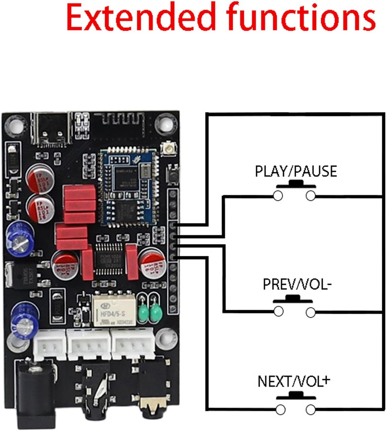 Luocute Audio Decoder Board, Portable Lossless BT 5.1 QCC5125 APTX LDAC with Onboard Acrylic I2S Output, for DIY Wireless Speakers Home Car Audio System image number 4