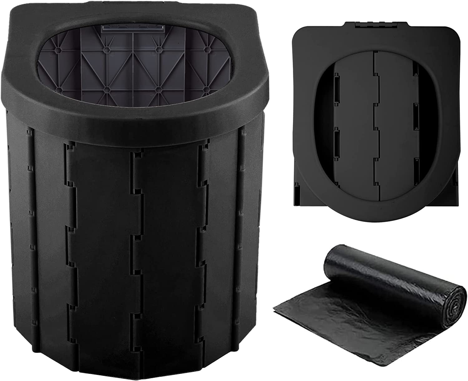 Portable Toilet for Outdoors& Indoors, SFSUMART Foldable Potty & Stool for Car Camping Travel Hiking Fishing Long Trips