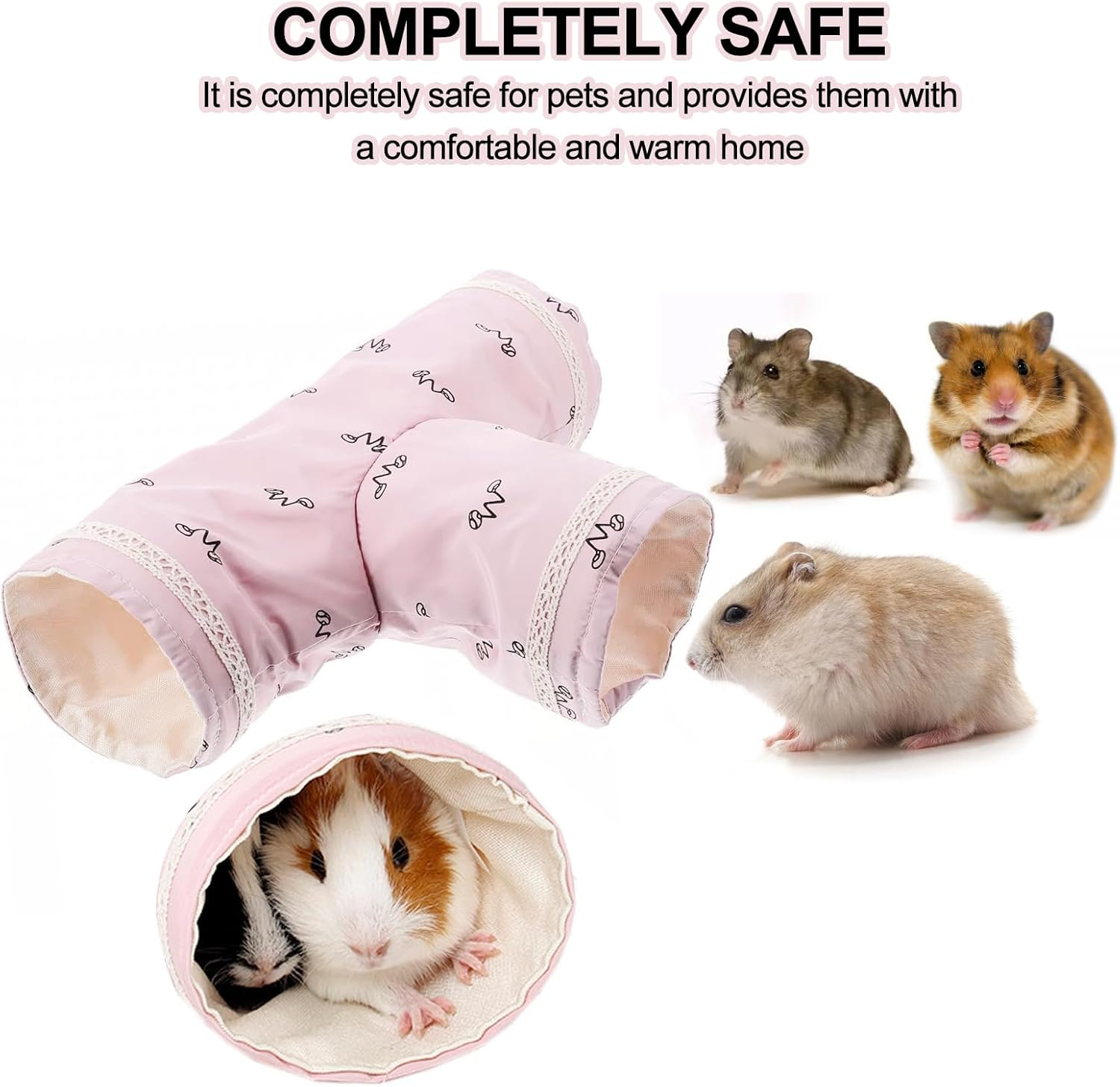 Guinea Pig Tunnel, Foldable Small Animal Activity Tunnel Toy 3-Way Guinea Pig House Hamster Tunnel Accessory for Chinchilla Rat Ferret image number 4