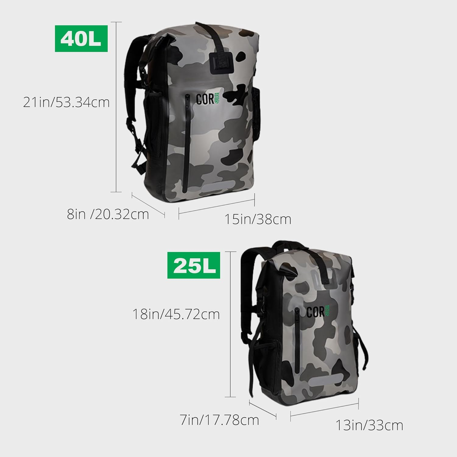 COR Surf Waterproof Dry Bag Backpack with Padded Laptop Sleeve 25L & 40L Heavy Duty Roll-Top Pack image number 5