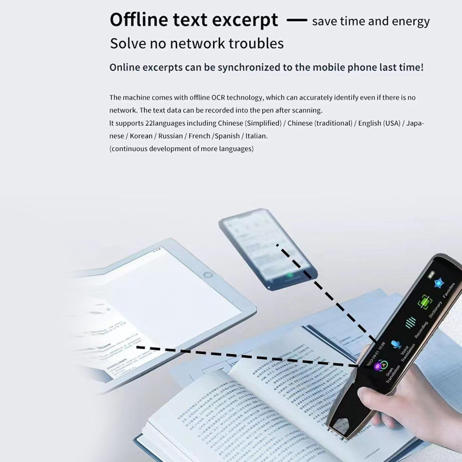 Translator Pen Scanner, Language Translator Device Text to Speech Device for Dyslexia, 240 Dictionary, Translation, Scanning, Recording Pen Translator for Languages Online image number 5