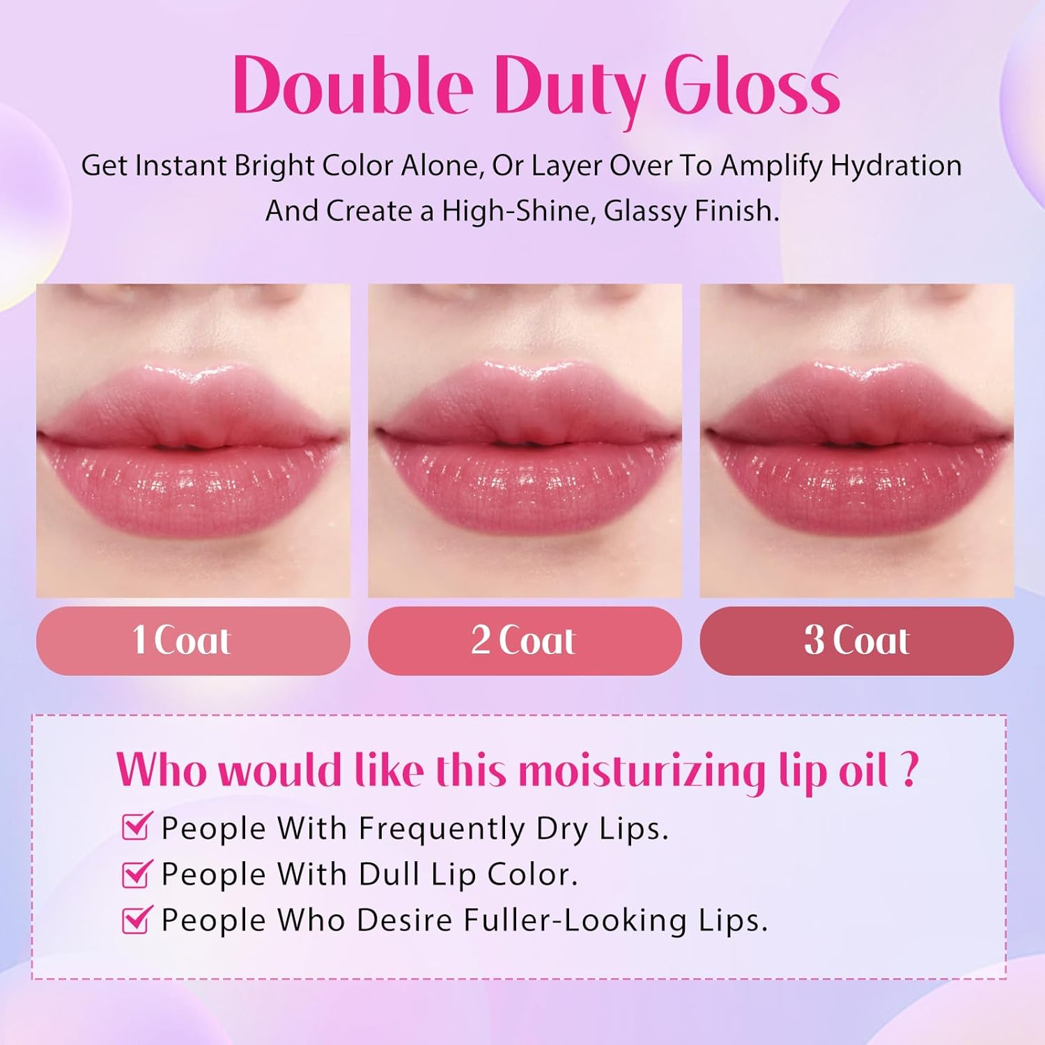 Bayfree Tinted Lip Glowy Balm Set，Lipoil Stain, Hydrating High Shine Lip Gloss Set, Long-Lasting Bright Color Lipgloss for Dull Lips, Weightless & Non-Sticky, Vegan Korean Makeup, Crystal Finish image number 3