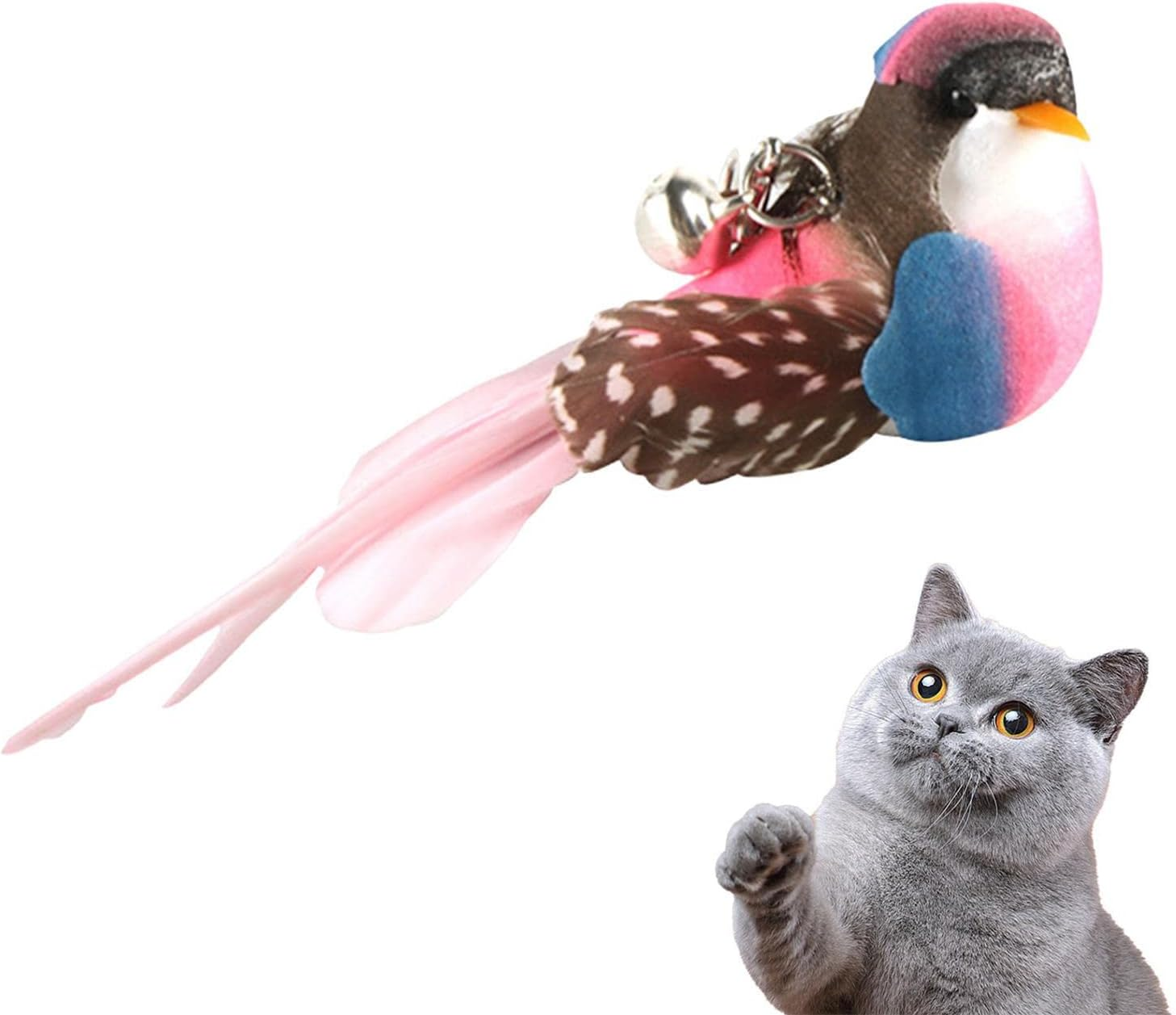 Bird Toy for Cats, Bird Cat Teaser Stick Toy with Bell and Feather, Cat Wand Replacement, Kitten Sticks, Interactive Cat Teaser for Pet Indoor Cats Puchen