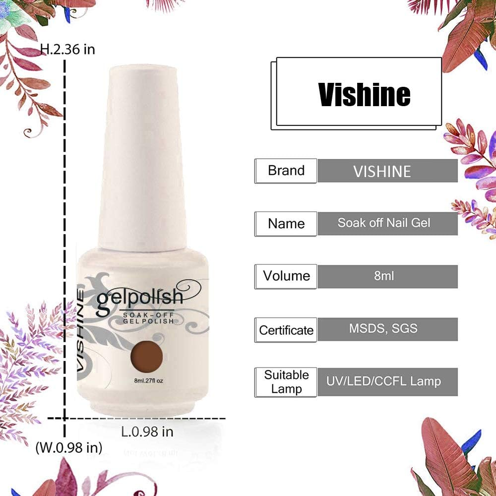 Vishine Set of 2 Colours Red Bordeaux & Black Semi-Permanent Gel Soak off UV LED Nail Art Manicure 8Ml image number 4