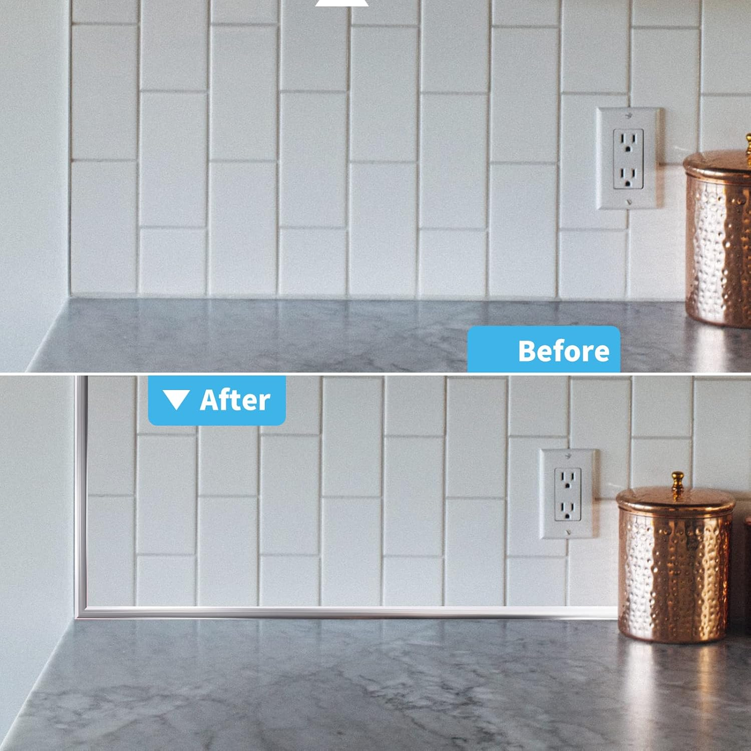 Art3D Peel and Stick Flexible Vinyl Molding Trim for Wall Tile Edges, Kitchen Backsplash, Mirrior Frame, 3 Metres, Stainless Steel image number 4