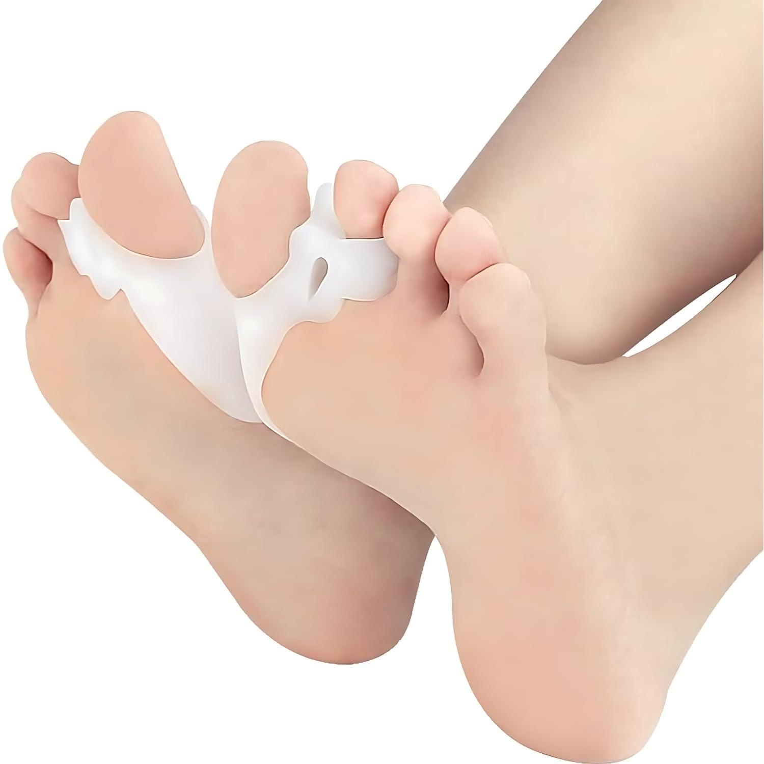 1Pair Toe Separator to Align Big Toe - Bunion Protector with Toe Straightener -Avoid Shoe Friction - Toe Orthopedic Bunion Corrector Spacer Foot Care (White, One Size) image number 1