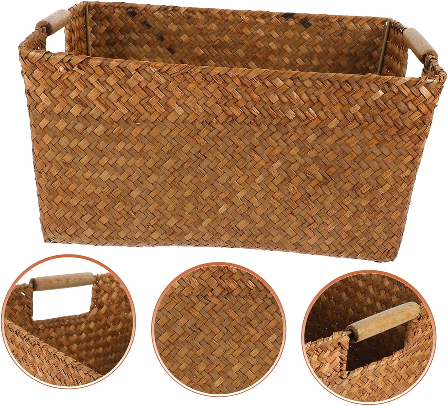 FONDOTIN Woven Storage Basket Pantry Organisation Cane Basket Rattan Organizer for Desk Household Sundries image number 5