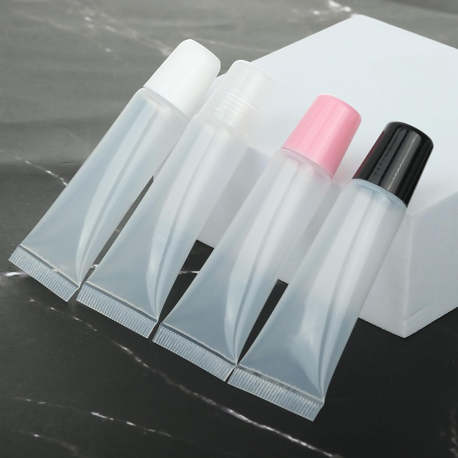 COSIDEA 50Pcs Empty Squeeze Lip Gloss Tube 10Ml / 0.33 OZ Soft Lipgloss Tubes Packing Container Wholesale in Bulk for Lip Oil, Pink image number 1