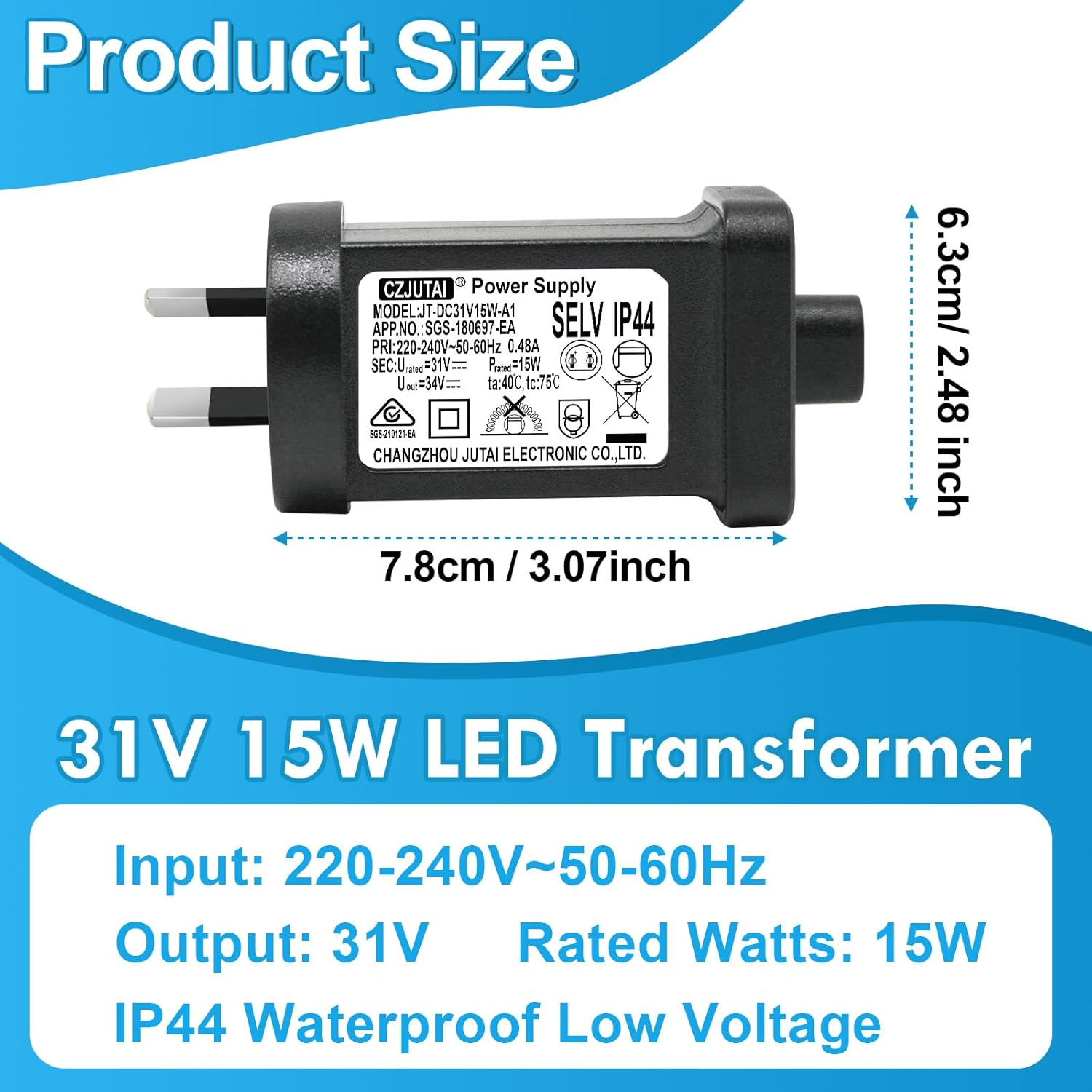 Premieradapter 31V 15W Replacement Power Supply CZJUTAI JT-DC31V15W /12V /9W /7.2W /6W /4.5W /3.6W for Christmas Lighting, String Light, Projector Light, Lawn Lamp, Inflatable Device[V5T5] image number 2