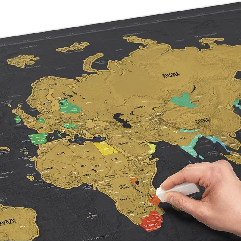 Deluxe Scratch off World Map Interactive Large Poster Atlas Travel Decor Gift&ndash; Detailed Atlas Design for Travelers Complete with Flags & Detailed Geography image number 6