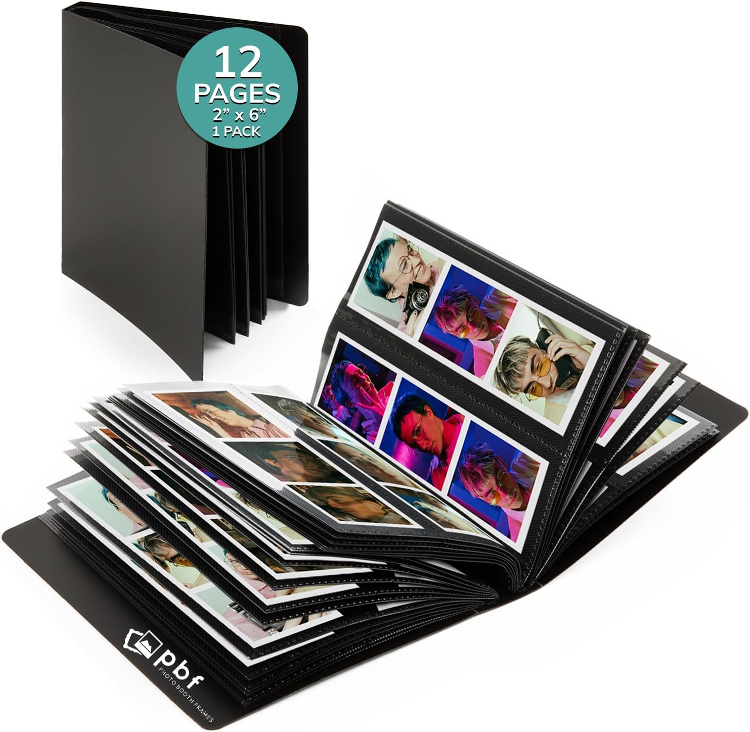 Photo Booth Frames - Photo Booth Album for 2X6 Inch Photo Strips Wedding Album 2 X 6 Bookmark Holder 26 Pages 104 Photos (1 Pack, Black) image number 2