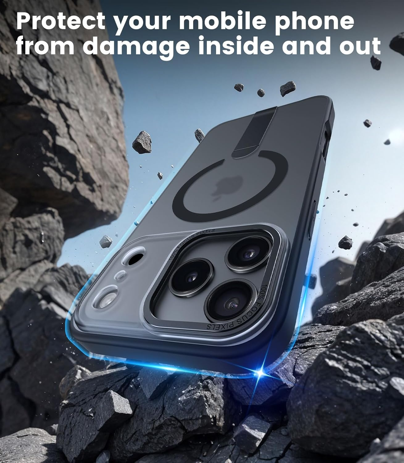 DEVASO Case for Iphone 17 Pro with Stand, Compatible Magsafe Integrated Invisible Stand, Mobile Phone Case, Scratch-Resistant, Shockproof, Anti-Fingerprint, Matte Case, Protective Case, Black image number 5