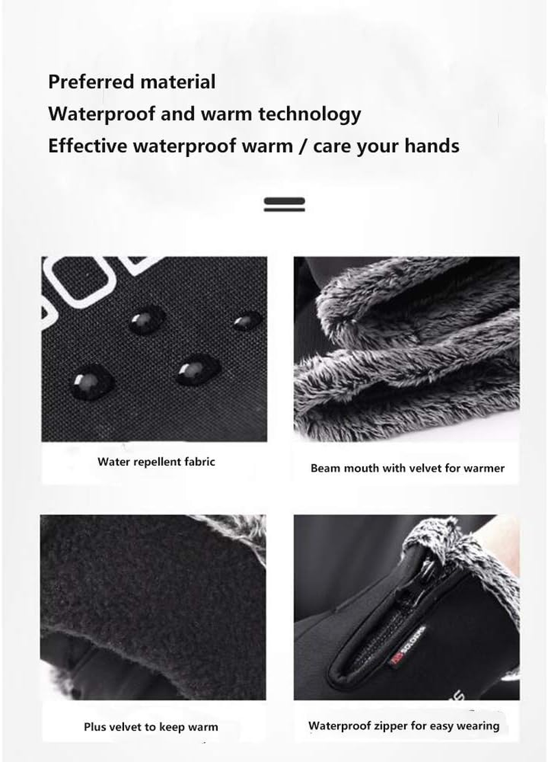 Winter Riding Thermal Gloves,Windproof Running Gloves,Men Winter Sports Touch Screen Warm plus Velvet Outdoor Skid Cycling Motorcycle in Winter Windproof and Waterproof (Color : Red, Size : M-B) image number 6