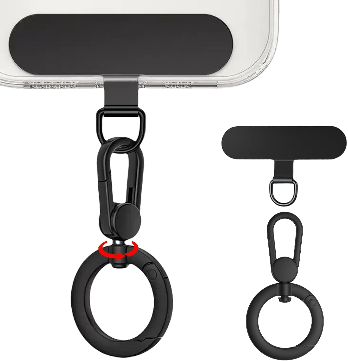 AIQIUQIU Phone Lanyard Ring Rotate 360&deg;, Adjustable Fashion Buckle Metal Detachable Accessories, Metal Patch,Universal Phone Strap for Most Smartphones